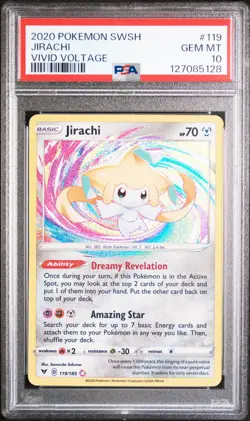 2020 Pokemon Jirachi Holo TCG Card Vivid Voltage 119/185 PSA 10 Amazing Rare - Image 1