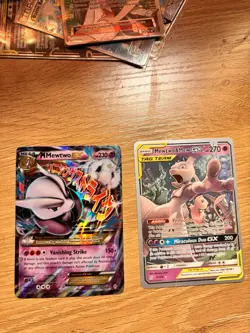 pokemon card lot, M Mewtwo-EX 63/162, Mewtwo & Mew GX 71/236, Holo, Tag Team - Image 1