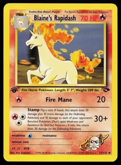 Blaine's Rapidash 33/132 Uncommon 1st Edition Gym Challenge Pokemon Card - Image 1