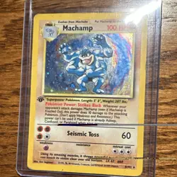 Pokemon TCG 1st Edition Holo Machamp, Hoppip, Larvitar Lot 3 Cards 1999 Wizards - Image 3