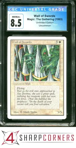 1993 MAGIC THE GATHERING UNLIMITED EDITION WALL OF SWORDS CGC 8.5 - Image 1