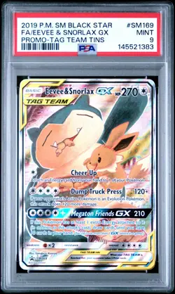 PSA 9 2019 POKEMON EEVEE & SNORLAX GX SM169 SM PROMO TAG TEAM TIN - Image 1