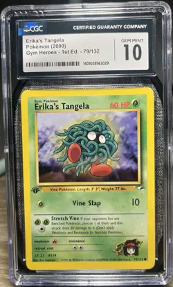 CGC 10 GEM MINT Pokemon Erika's Tangela 1st Edition 79/132 Gym Heroes - Image 1