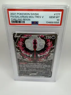 Pokemon TCG Galarian Moltres V Full Art Chilling Reign Ultra Rare Holo PSA 10 - Image 1