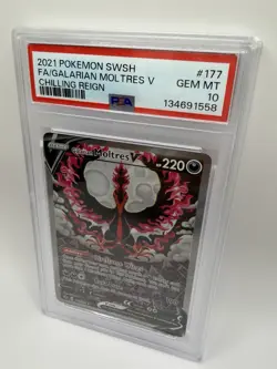 Pokemon TCG Galarian Moltres V Full Art Chilling Reign Ultra Rare Holo PSA 10 - Image 2