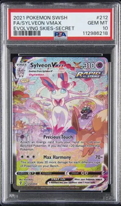 2021 POKEMON EVOLVING SKIES SECRET RARE #212 SYLVEON VMAX PSA 10 - Image 1