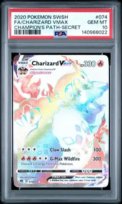 CHARIZARD VMAX 2020 Pokemon #74/73 PSA 10 GEM-MINT Champion's Path SECRET Rare - Image 1