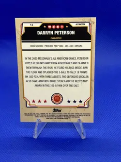 2025 Topps Chrome McDonald's All-American - Refractor #12 Darryn Peterson - Image 2