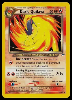 Pokemon Card - Dark Quilava Neo Destiny 39/105 Uncommon - Image 1