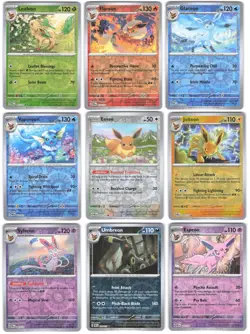 Pokemon Prismatic Evolutions - 9 Card Eeveelution Reverse Holo Set NM - Image 1