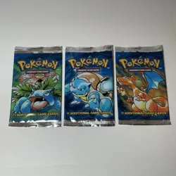 Wotc Pokemon TCG Base Set 1999 Empty Booster Pack Art Set - 3 Packs - Charizard - Image 1