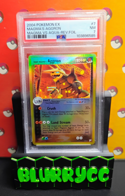 Pokemon [LP] Team Magma's Aggron EX #7 Team Magma vs Aqua Reverse Holo PSA 7 - Image 1
