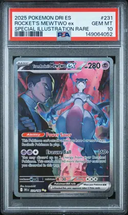 2025 POKEMON DRI EN-DESTINED RIVALS #231 TEAM ROCKET'S MEWTWO EX PSA 10 - Image 1