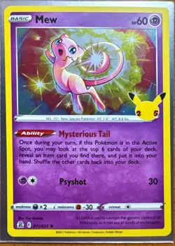Pokemon 25th Anniversary Celebrations MEW 11/25 Holo Rare NM - Image 1