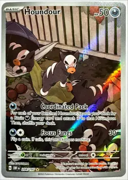 Pokemon HOUNDOUR 204/197 Obsidian Flames Special Illustration Full Art Rare NM - Image 1