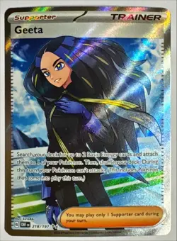 Pokemon Trainer GEETA 218/197 Ultra Rare Obsidian Flames Full Art NM - Image 1
