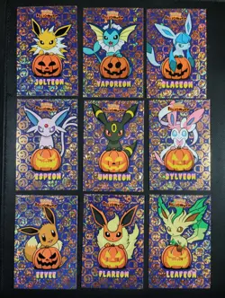 EEVEELUTIONS PUMPKIN SET POKEMON DATABASE HALLOWEEN Gold HOLO PERU US SELLER - Image 1