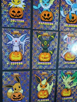EEVEELUTIONS PUMPKIN SET POKEMON DATABASE HALLOWEEN Gold HOLO PERU US SELLER - Image 2
