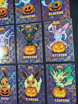 EEVEELUTIONS PUMPKIN SET POKEMON DATABASE HALLOWEEN Gold HOLO PERU US SELLER - Image 3