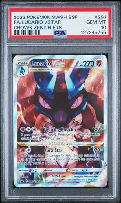 2023 Pokemon SW&SH Black Star Promos Lucario VStar PSA 10 Gem Mint SWSH291 - Image 1
