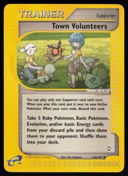E-Reader Town Volunteers 136/147 Aquapolis Ken Sugimori Pokemon TCG Card - Image 1