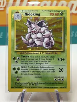 Nidoking #11 Holo Rare WoTC Pokemon TCG 1999 Base Set Unlimited DMG - Image 3