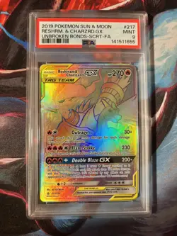 Pokemon Reshiram & Charizard GX (Secret) 217/214 Sm-Unbroken Bonds Holo PSA 9 - Image 1