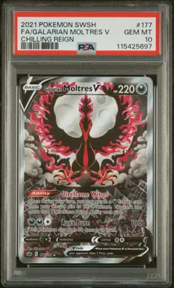 2021 POKEMON SWORD & SHIELD CHILLING REIGN FULL ART/GALARIAN MOLTRES V PSA 10 - Image 1
