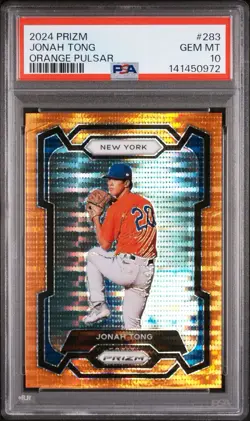 2024 Panini Prizm - Jonah Tong #283 Orange Pulsar Prizm #/399 (RC, SP) PSA 10 - Image 1