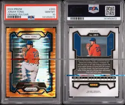 2024 Panini Prizm - Jonah Tong #283 Orange Pulsar Prizm #/399 (RC, SP) PSA 10 - Image 3