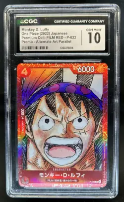 2022 One Piece Premium JPN FILM RED Promo Monkey D. Luffy Alt Art #P-022 CGC 10 - Image 1