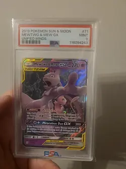Mewtwo & Mew GX Tag Team | PSA 9 | 71/236 | Unified Minds | Pokemon TCG | - Image 1