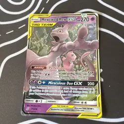 Pokemon TCG Mewtwo and Mew GX 71/236 Tag Team Holo Card Unified Minds - Image 1
