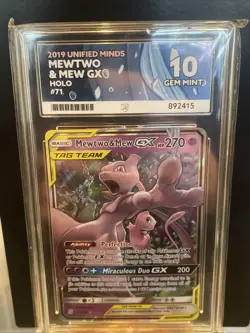 Pokemon TCG Mewtwo and Mew GX 71/236 Tag Team Holo Card Unified Minds ACE 10 - Image 1