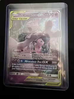 Pokemon TCG Mewtwo and Mew GX 71/236 Tag Team Holo Card Unified Minds - Image 1
