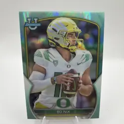 2022 Bowman University Chrome - Bo Nix #61 Aqua Refractor 16/299 (RC) Low # - Image 1