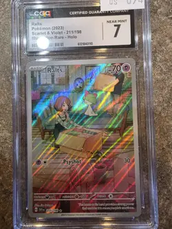 CGC 7 Ralts Scarlet & Violet 211/198 Illustration Rare Holo Pokemon Card - Image 1