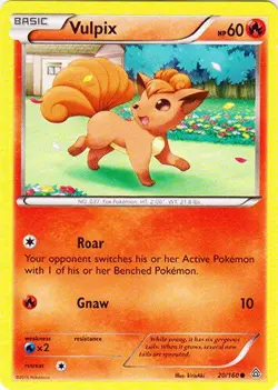 Vulpix 20/160 - Common Pokemon XY Primal Clash Card - Image 1