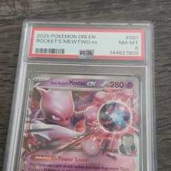 Pokemon Team Rocket's Mewtwo ex Double Rare Holo 081/182 Sv10 PSA 8 - Image 1