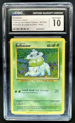 2023 Pokemon Classic Bulbasaur Venusaur & Lugia ex Deck #001/034 CGC 10 - Image 1