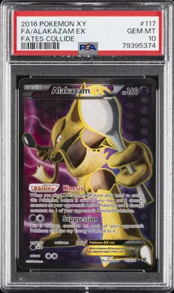 2016 POKEMON XY FATES COLLIDE #117 FULL ART/ALAKAZAM EX PSA 10 - Image 1