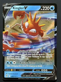 Kingler V Ultra Rare SWSH09: Brilliant Stars 028/172 NM Holo Pokemon TCG - Image 1