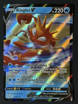 Kingler V Ultra Rare SWSH09: Brilliant Stars 028/172 NM Holo Pokemon TCG - Image 3