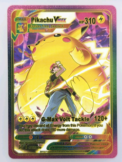 Pokemon Pikachu VMAX 310hp Rainbow Foil Fan Art Collector Card TCG - Image 1