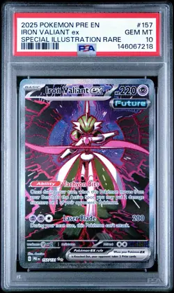 2025 Pokemon Prismatic Evolutions Iron Valiant ex #157/131 SIR PSA 10 GEM MINT - Image 1