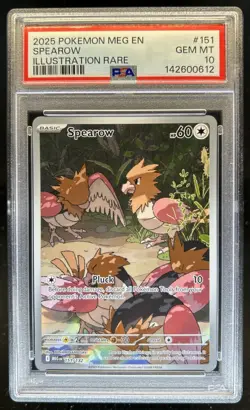 2025 Pokemon Mega Evolution Spearow Illustration Rare #151/132 PSA 10 GEM MINT - Image 1