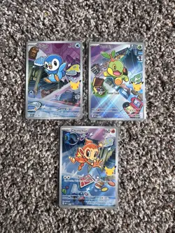 Pokemon First Partner Ascended Illustration Sinnoh Set Chimchar Turtwig Piplup - Image 1