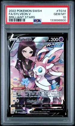 2022 POKEMON SWORD & SHIELD BRILLIANT STARS #TG14 FULL ART/SYLVEON V PSA 10 - Image 1