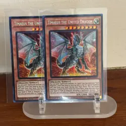 2X YUGIOH Timaeus The United Dragon MP23-EN003 PRISMATIC SECRET NM - Image 1
