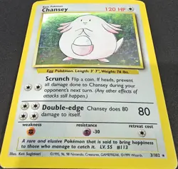 Chansey 3/102 Base Set Holo Rare WOTC 1999 Pokemon Card Lightly Played (LP) - Image 4